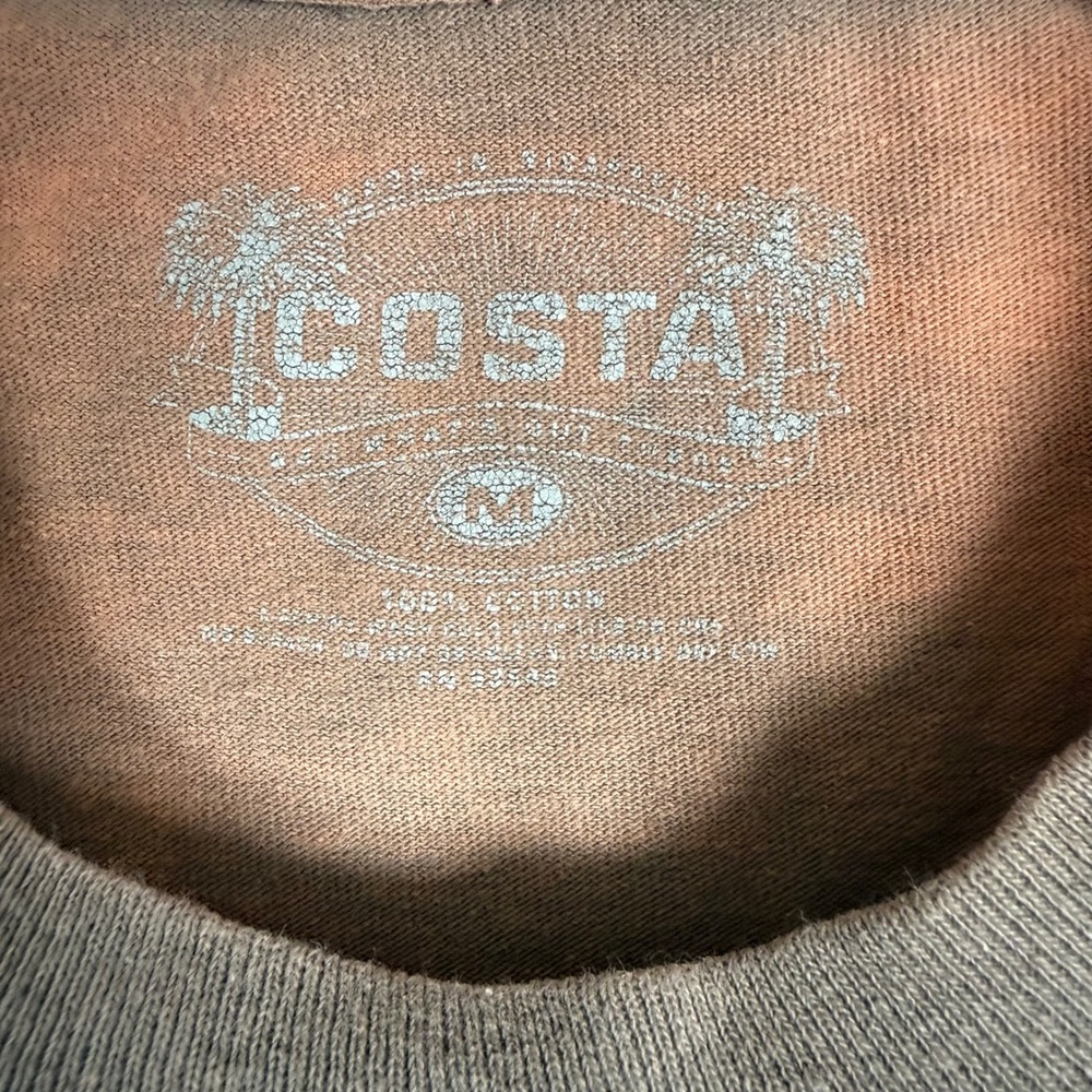 Costa Retro Sun Bleached LS Shirt M Fishing Gray Orange Faded Coastal Skater - Picture 4 of 13